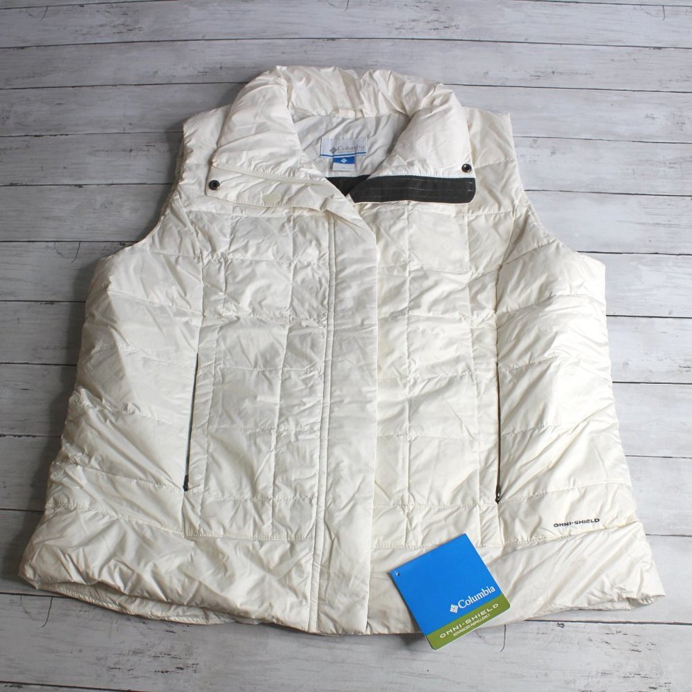 Columbia Women's Puffer Jacket Vest Plus Size 2X Winter White Down